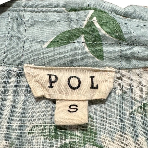 POL Cotton Gauzy Lightweight Floral Plaid Button Down Cuffed Sleeve Blouse - Picture 8 of 11